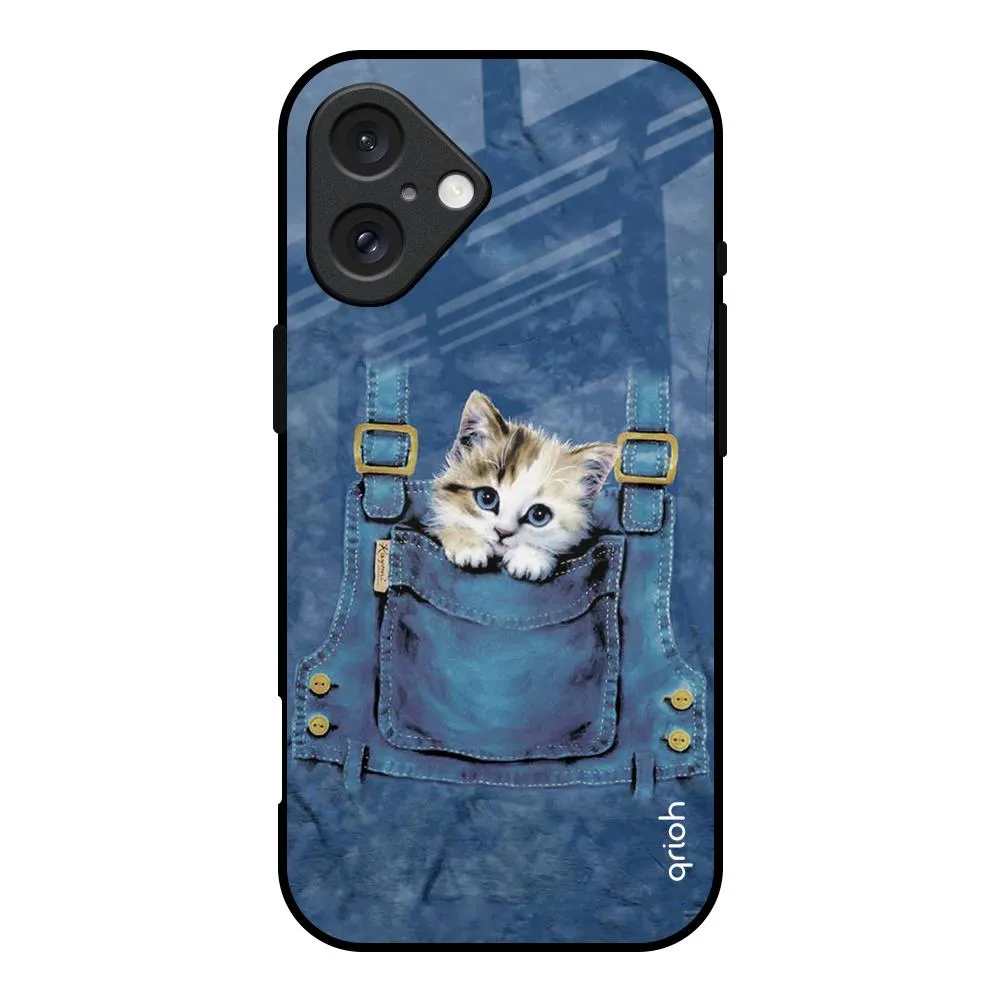 Kitty In Pocket Glass Case For iPhone 16 Stylish Finish
