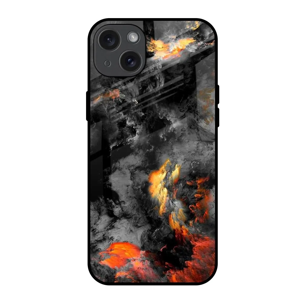 Tough Grip Frosted surface Lava Explode Glass Case for iPhone 15 Plus