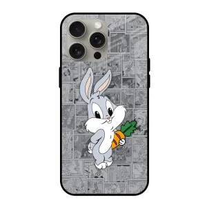 Cute Baby Bunny Glass Case for iPhone 15 Pro Max Simple Style