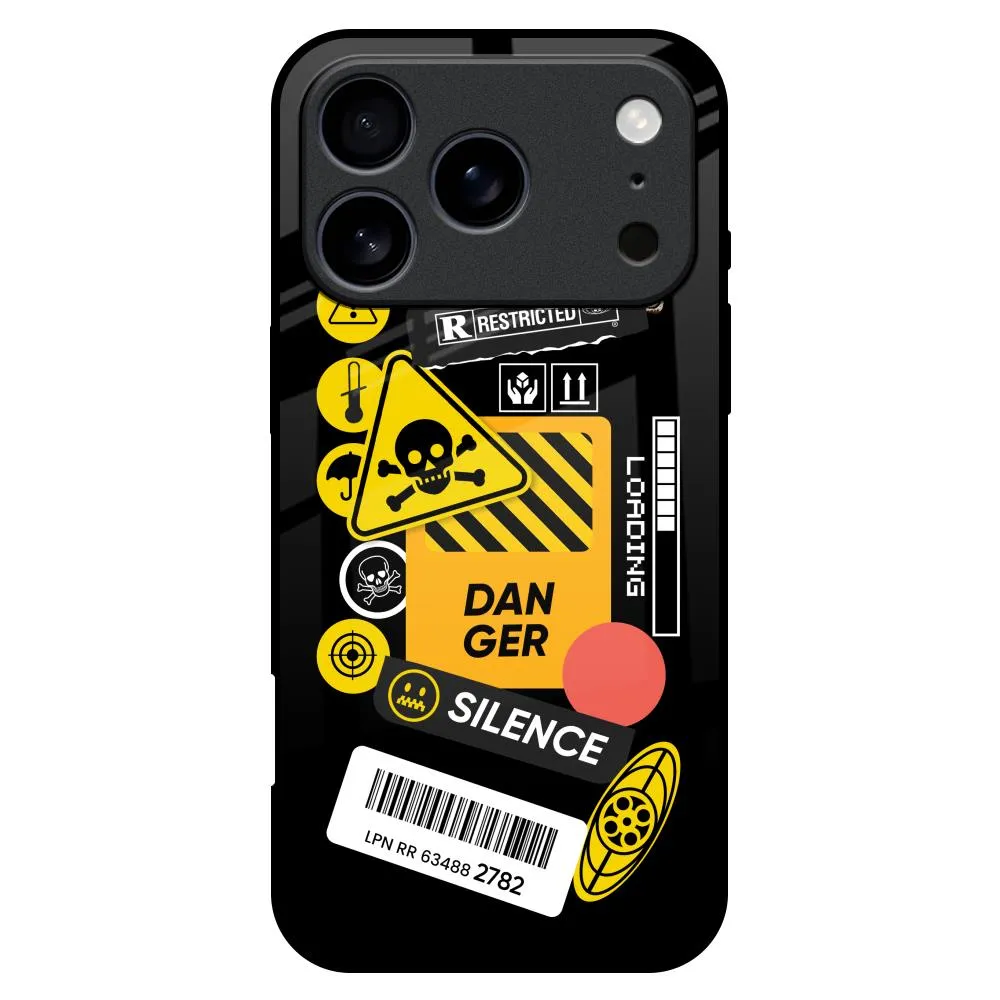 Danger Signs Glass Case for iPhone 17 Pro Max Bold Look