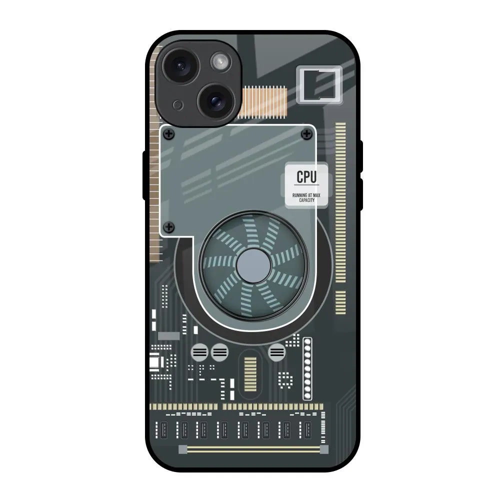 slim fit Motherboard Circuit Glass Case for iPhone 15 Plus