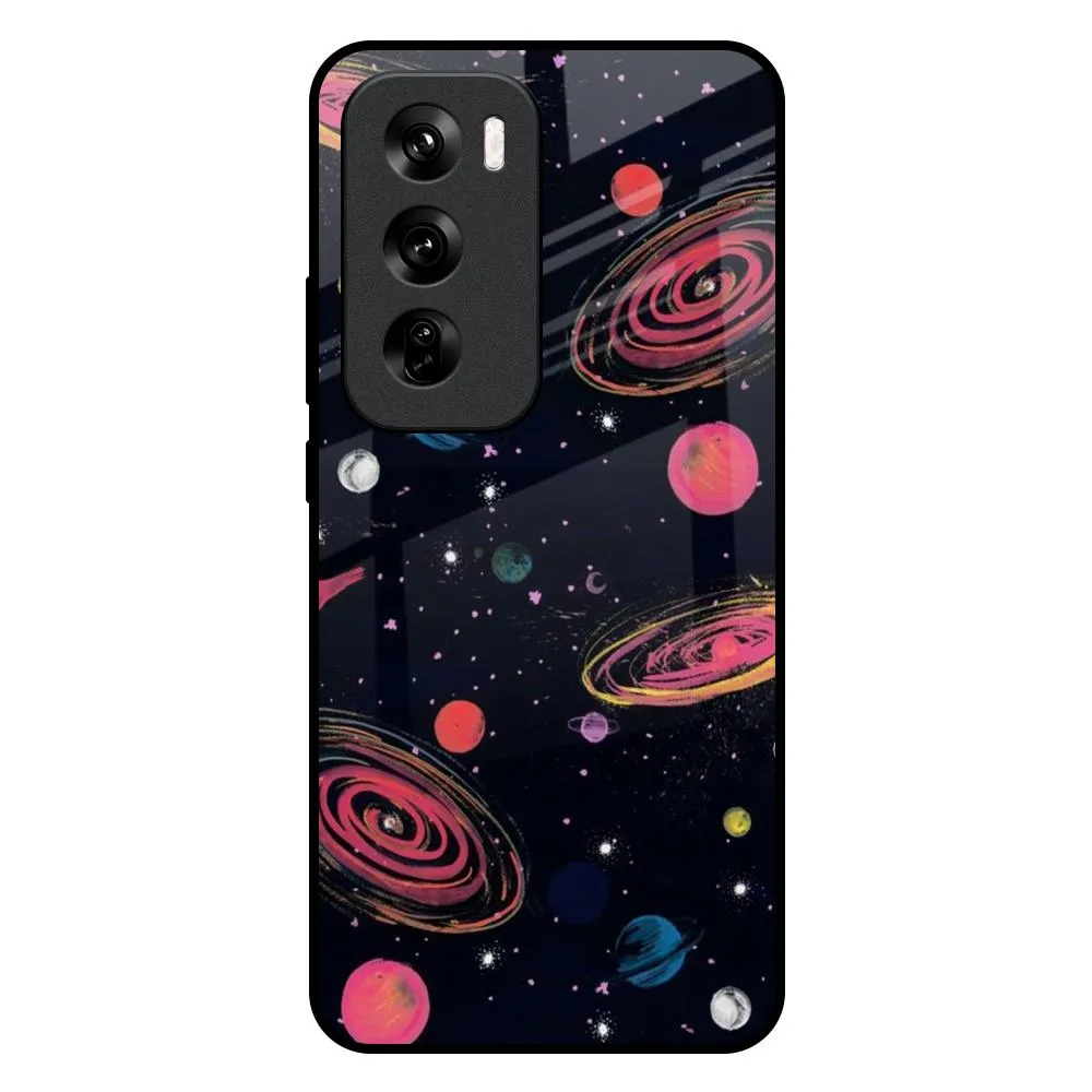 Galaxy In Dream Glass Case For Oppo Reno 12 5G Colorful Accent