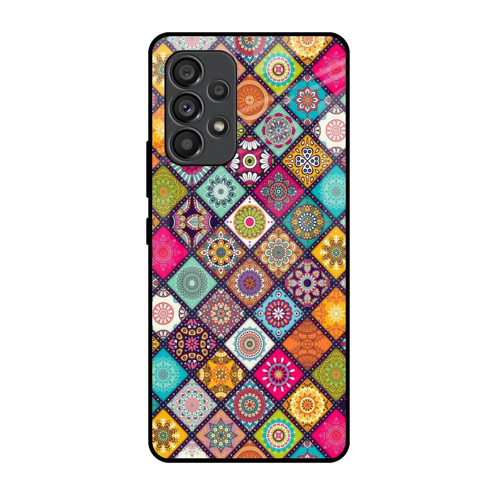 Multicolor Mandala Glass Case for Samsung Galaxy A53 5G Compact Fit Protective Craft