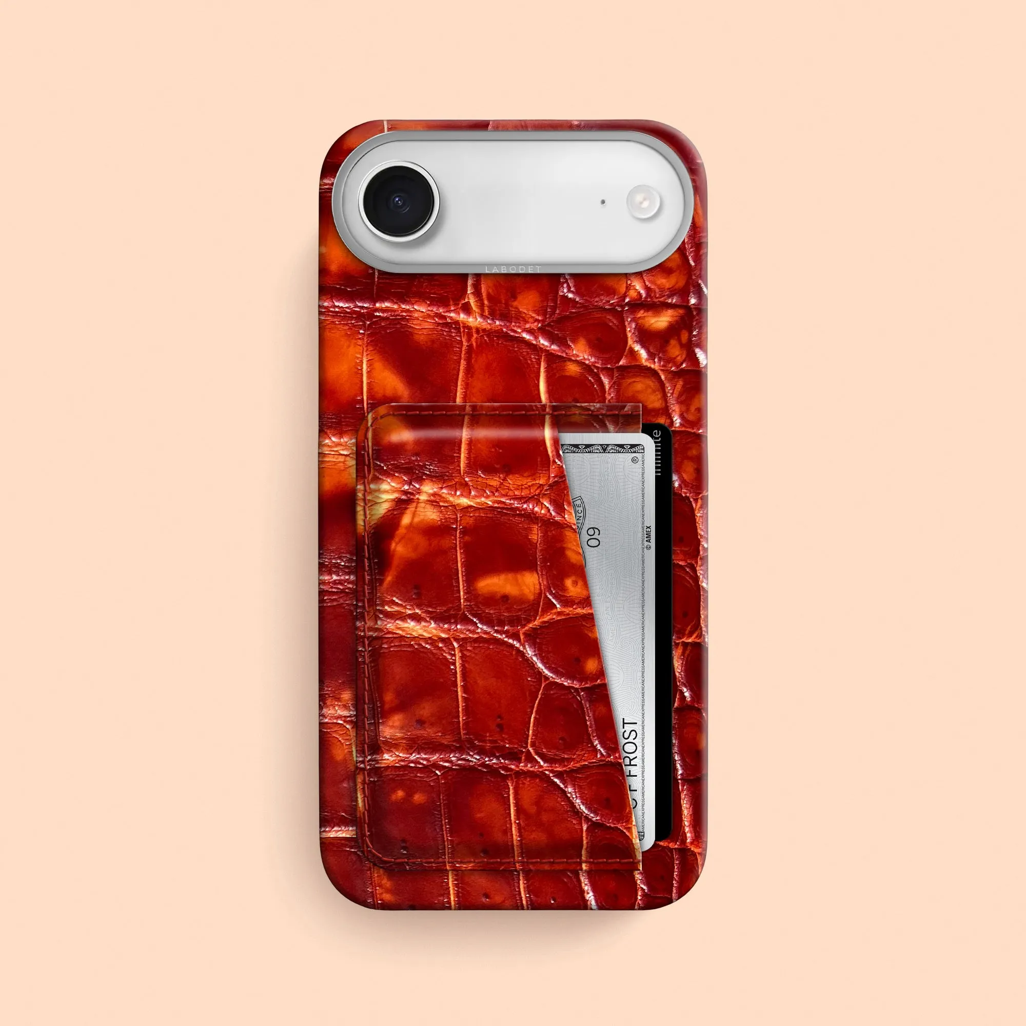 Double Card Case 1/1 Red-Clay For iPhone 17 Air In Alligator premium design