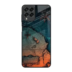 Luxury Edge Texture Impact Resistant Geographical Map Glass Case for Samsung Galaxy M53 5G