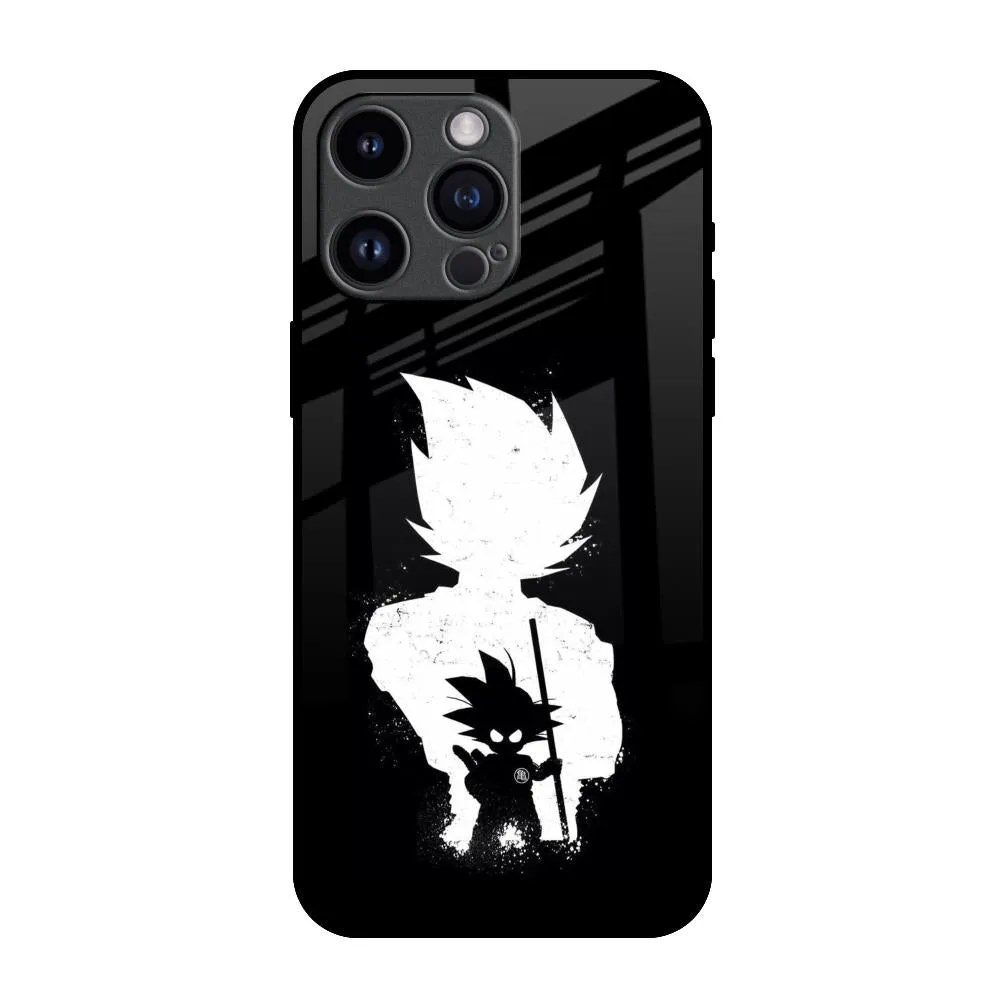 Monochrome Goku Glass Case for iPhone 14 Pro Max Scratch Guard