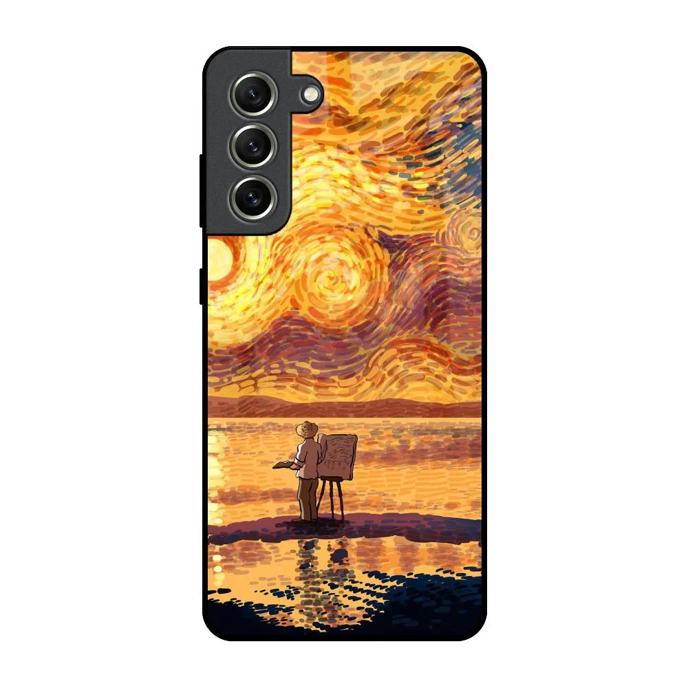 Sunset Vincent Glass Case for Samsung Galaxy S21 FE 5G Rugged Look Finish Soft Grip