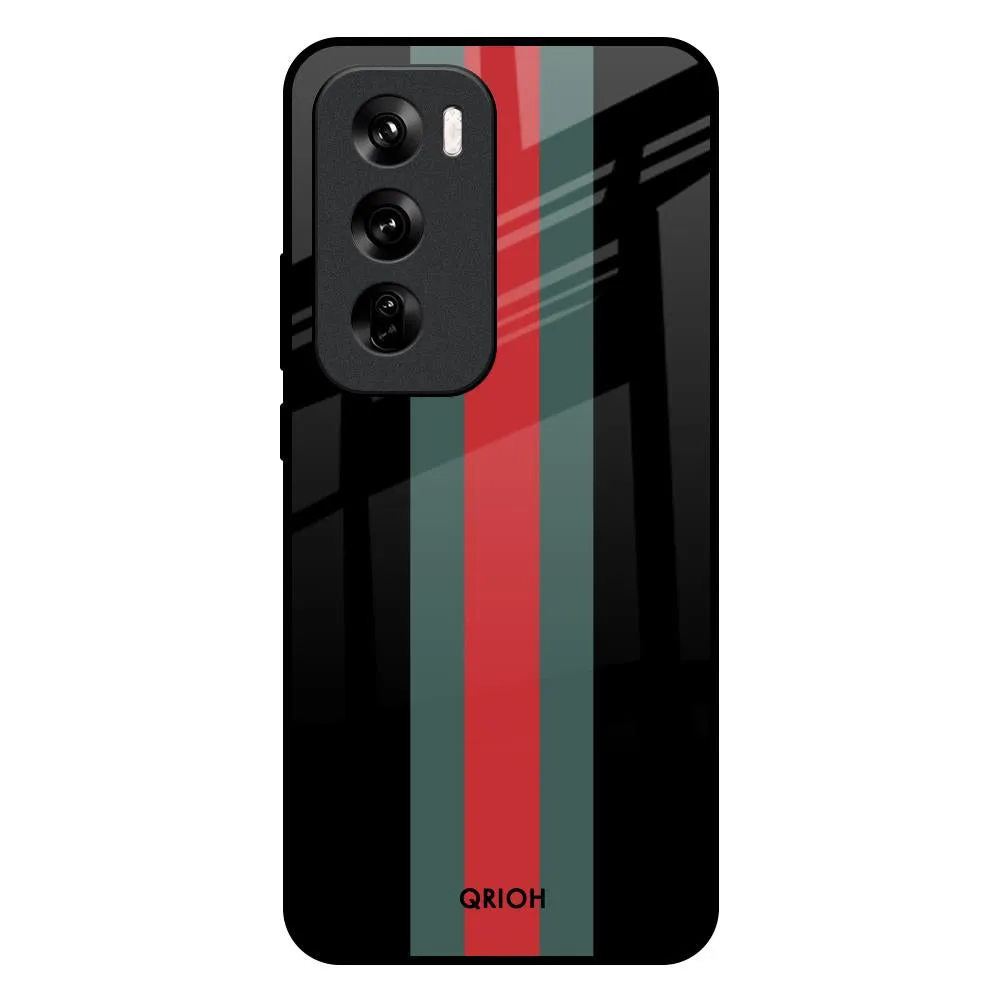 Creative Pattern Vertical Stripes Glass Case for Oppo Reno 12 Pro 5G