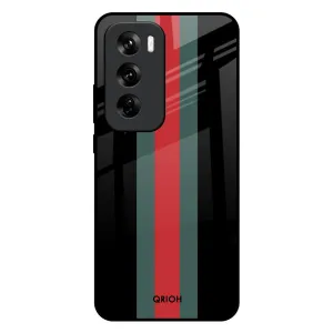 Creative Pattern Vertical Stripes Glass Case for Oppo Reno 12 Pro 5G