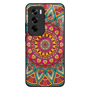 Luxury Appeal Elegant Mandala Glass Case for Oppo Reno 12 Pro 5G