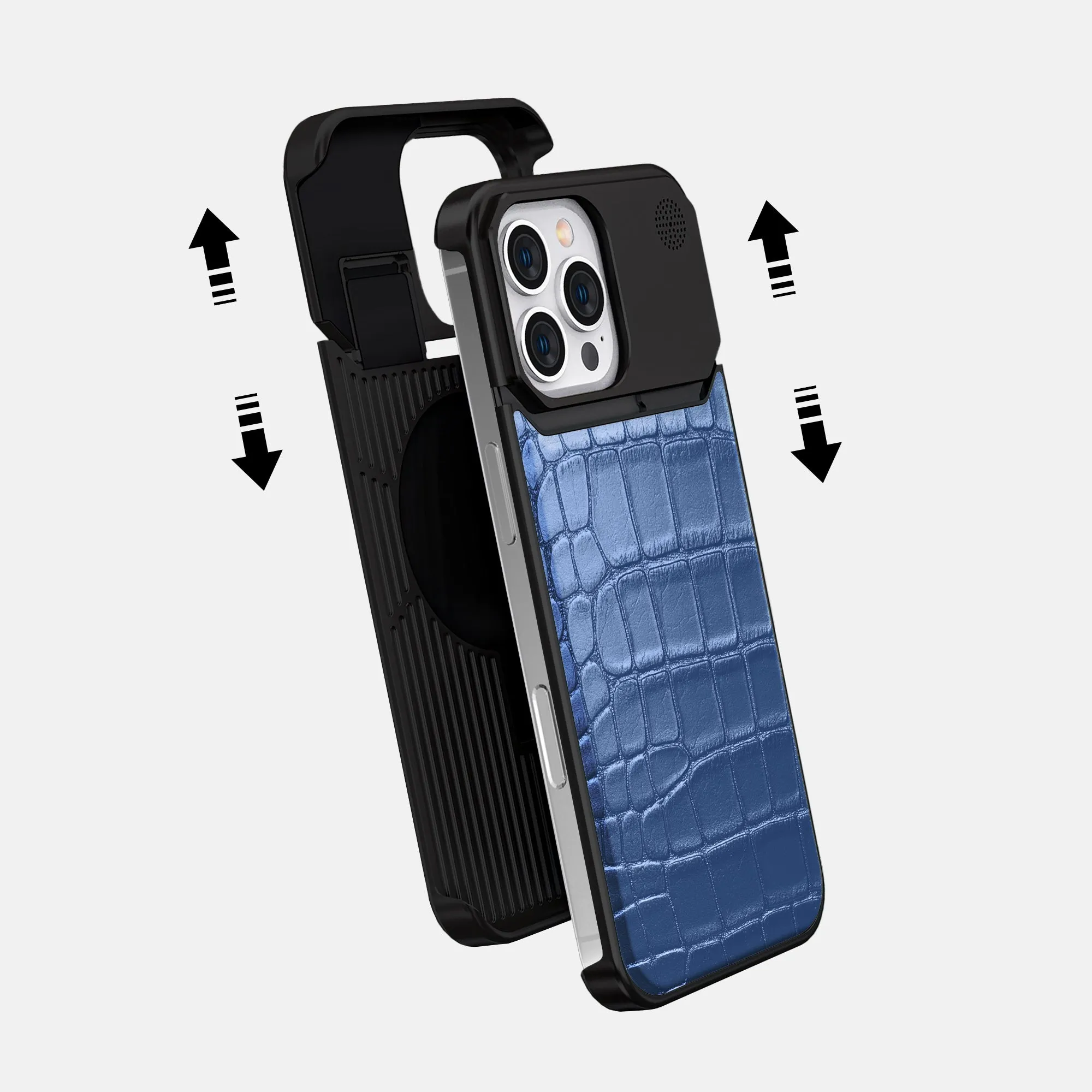 Hybrid Material Build Metal Case For iPhone 16 Pro Max In Metallic Alligator