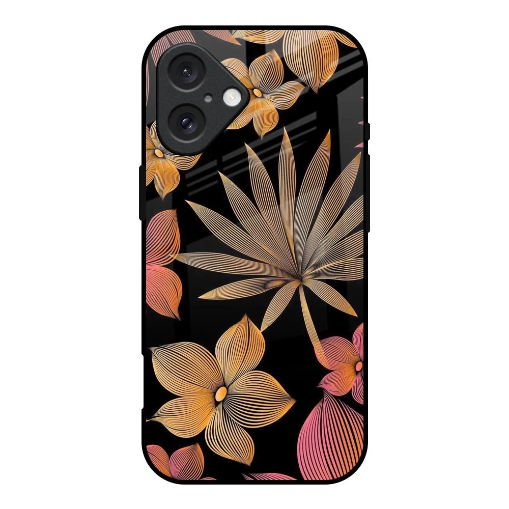 Lines Pattern Flowers Glass Case for iPhone 16 Unique Artwork daily accessory