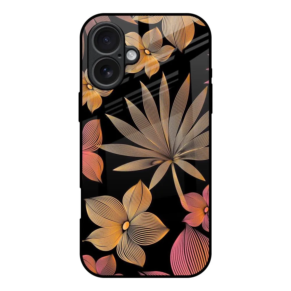Lines Pattern Flowers Glass Case for iPhone 17 Elegant Finish Design Flexible Detail