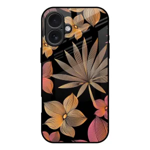 Lines Pattern Flowers Glass Case for iPhone 17 Elegant Finish Design Flexible Detail