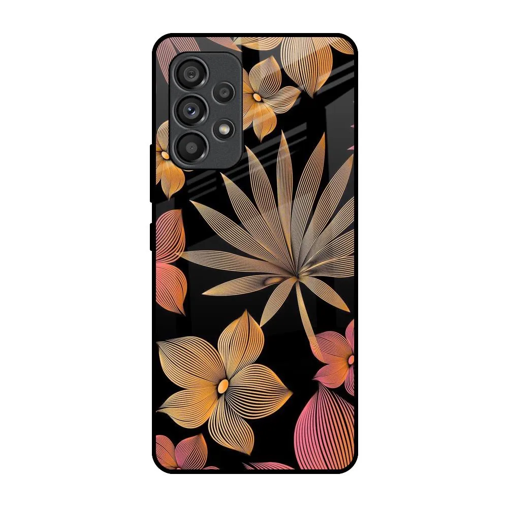 Refined Texture Lines Pattern Flowers Glass Case for Samsung Galaxy A53 5G