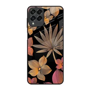 Vivid Detail Lines Pattern Flowers Glass Case for Samsung Galaxy M53 5G