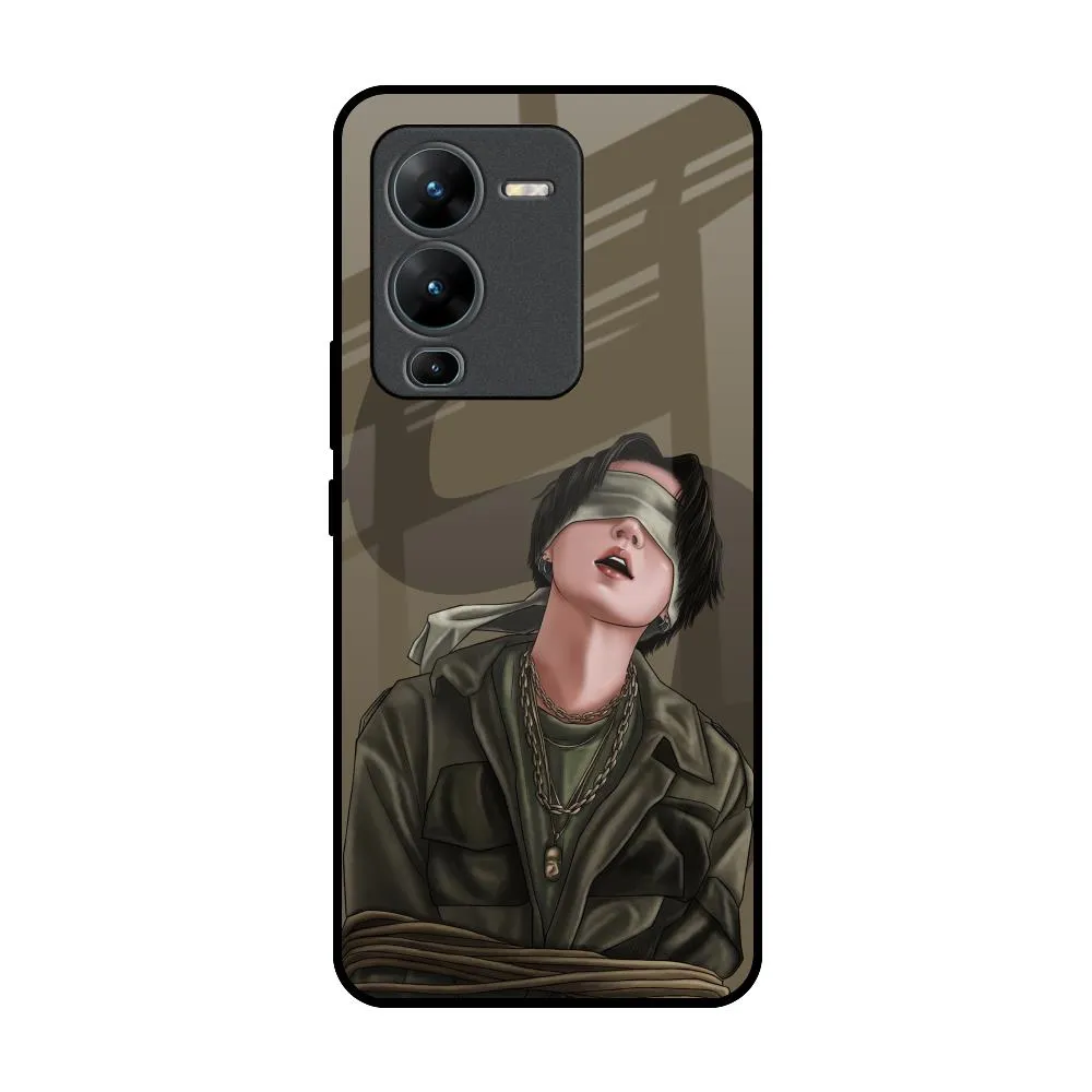 Blind Fold Glass Case for Vivo V25 Pro Premium Finish Soft Grip