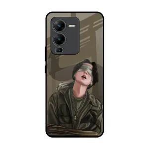 Blind Fold Glass Case for Vivo V25 Pro Premium Finish Soft Grip