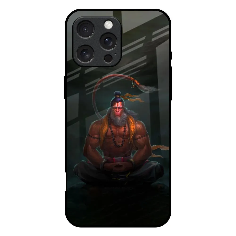 Modern Style Shock Surface Layer Lord Hanuman Animated Glass Case for iPhone 16 Pro Max