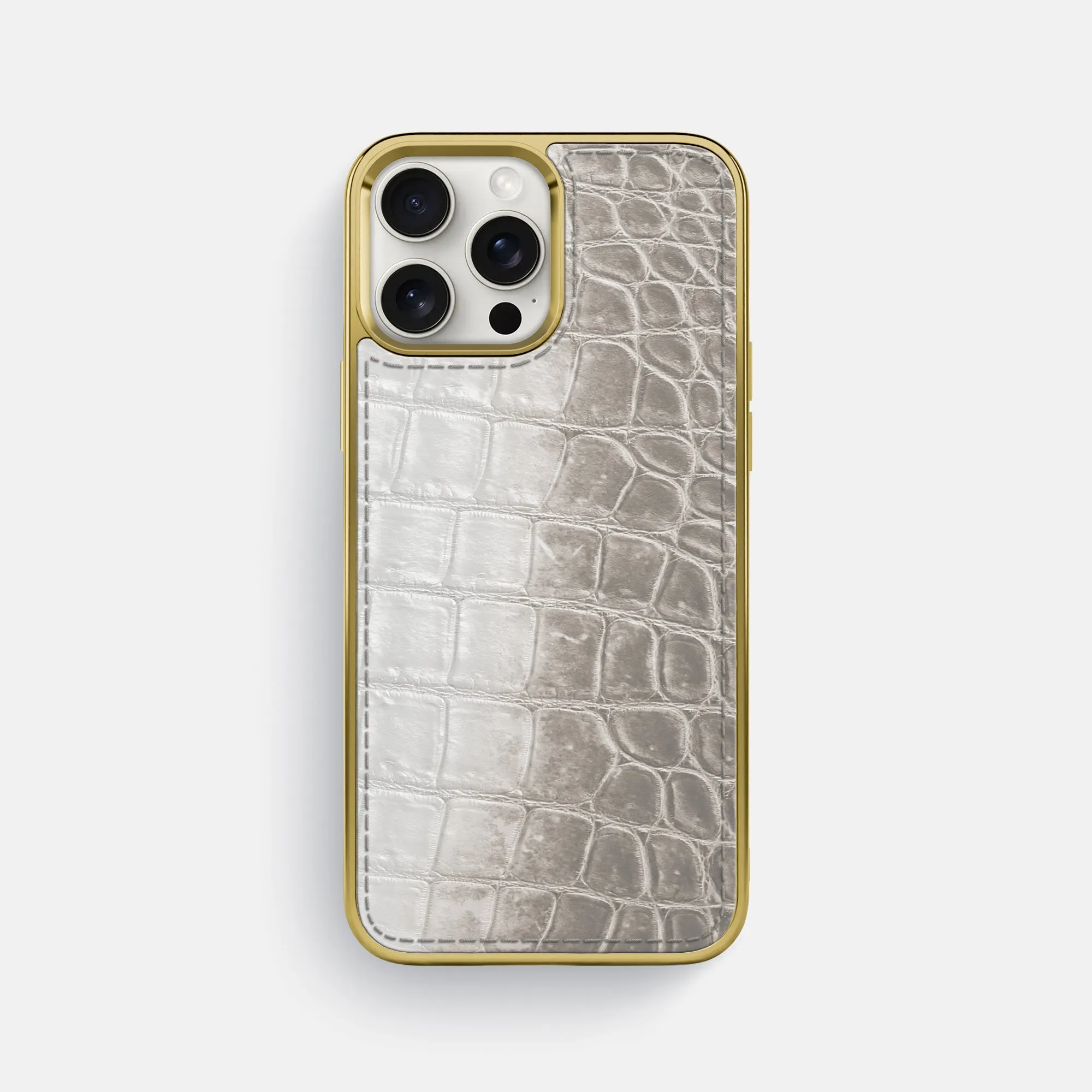 Glossy Sport Case For iPhone 16 Pro Max In Himalayan Crocodile Hybrid Material Build Modern Texture Look