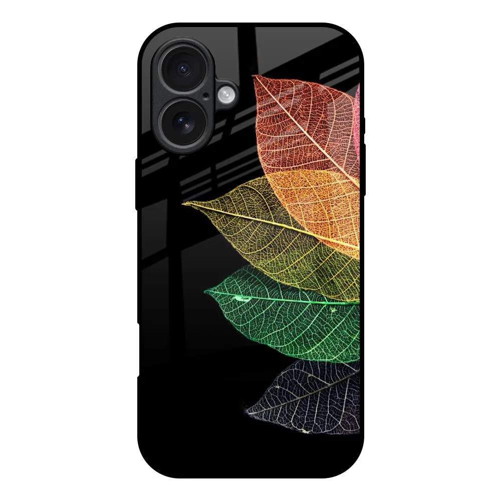 Colorful Leaves Glass Case for iPhone 17 Glossy Look