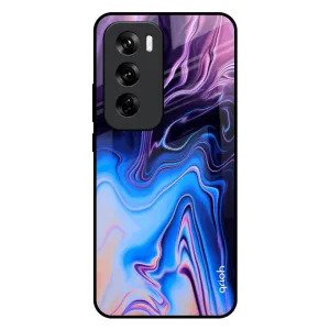 Color Gradient Hybrid Texture Design Psychic Texture Glass Case for Oppo Reno 12 5G
