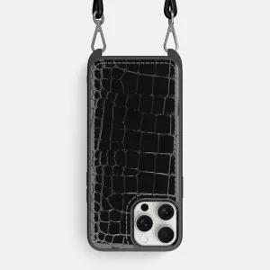 Crossbody Sport Case For iPhone 16 Pro Max In Shiny Alligator Soft Feelings Flexible Comfort