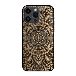 Luxury Mandala Glass Case for iPhone 14 Pro Max Smooth Surface Durable Texture Layer