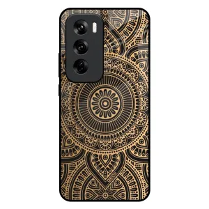 Smooth Shape Hand Feel Luxury Mandala Glass Case for Oppo Reno 12 Pro 5G