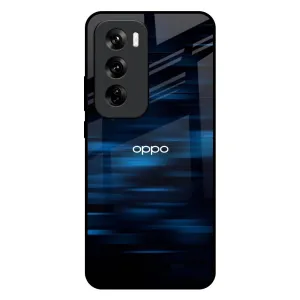 Transparent Shell Blue Rough Abstract Glass Case for Oppo Reno 12 5G