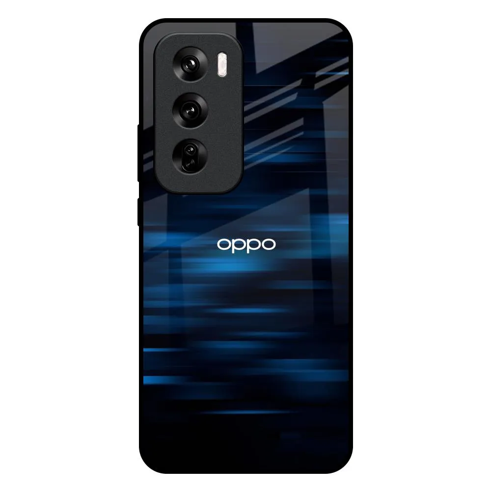 Transparent Shell Blue Rough Abstract Glass Case for Oppo Reno 12 5G