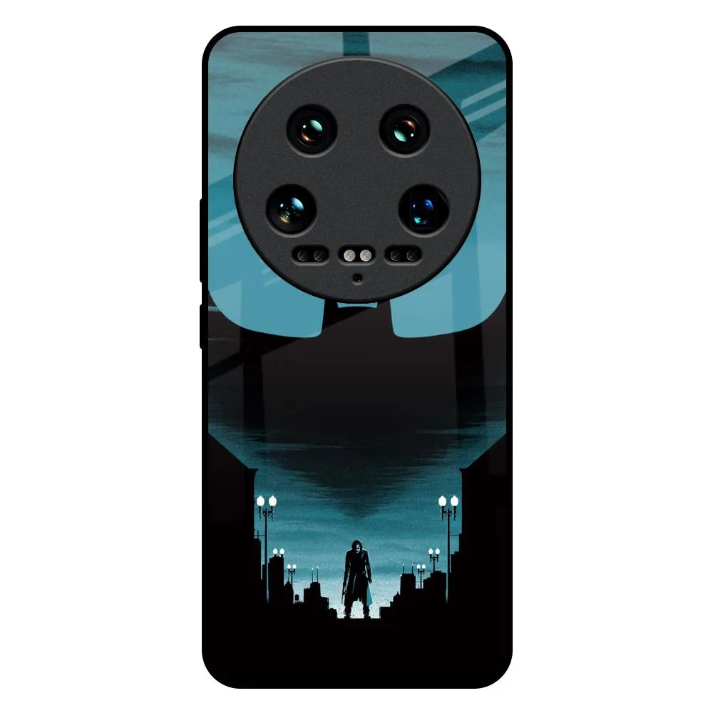 Cyan Bat Glass Case for Mi 14 Ultra 5G Textured Detail