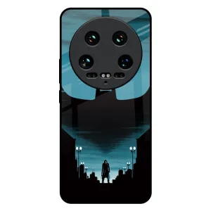 Cyan Bat Glass Case for Mi 14 Ultra 5G Textured Detail