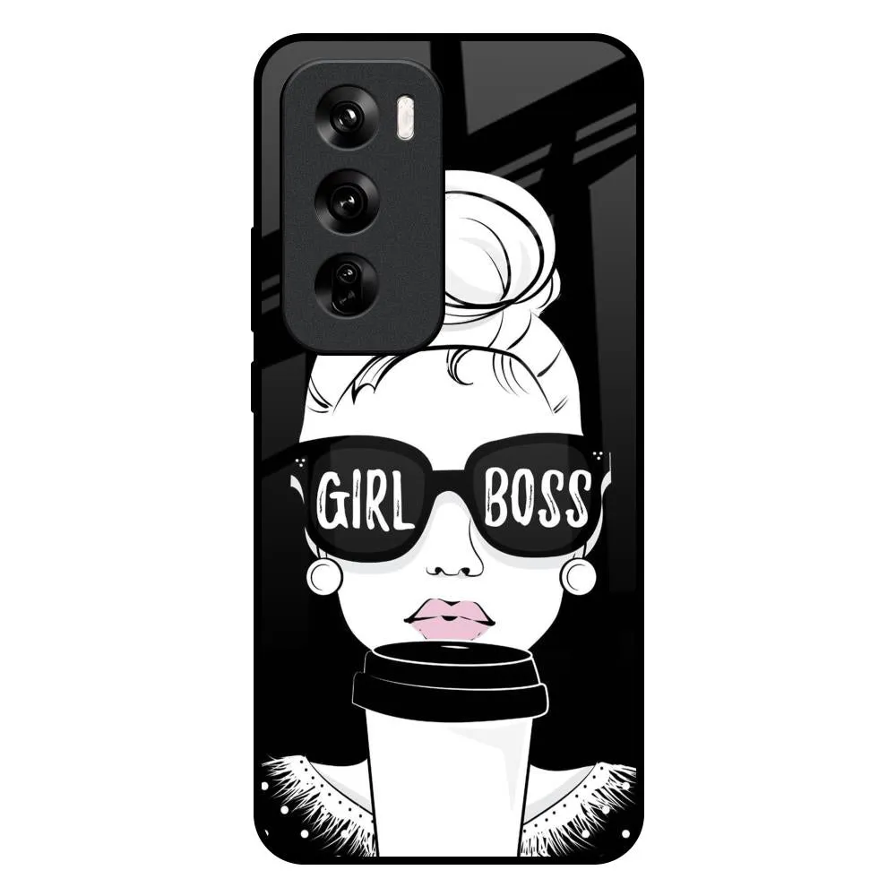 Girl Boss Glass Case For Oppo Reno 12 Pro 5G Vibrant Colors Anti Shock Layer