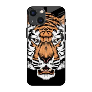 Polished Detail Tight Fit Angry Tiger Glass Case For iPhone 14 Plus