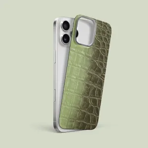 Protective Frame MagSafe Mask Celadon Green For iPhone 16 Pro Max In Himalayan Crocodile