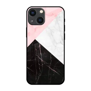 Marble Collage Art Glass Case For iPhone 14 Plus Rugged Pattern Texture Light Protection