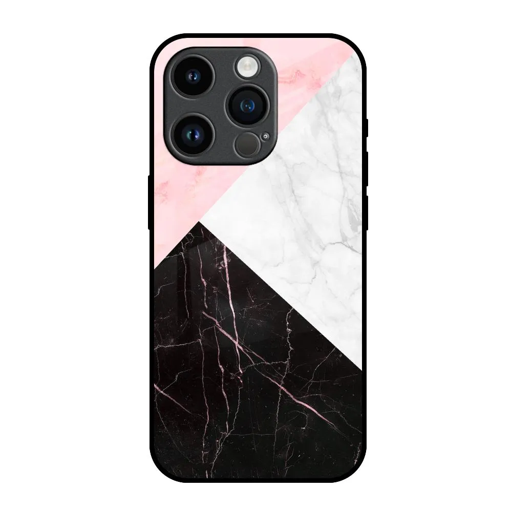 Comfort grip design Marble Collage Art Glass Case For iPhone 14 Pro