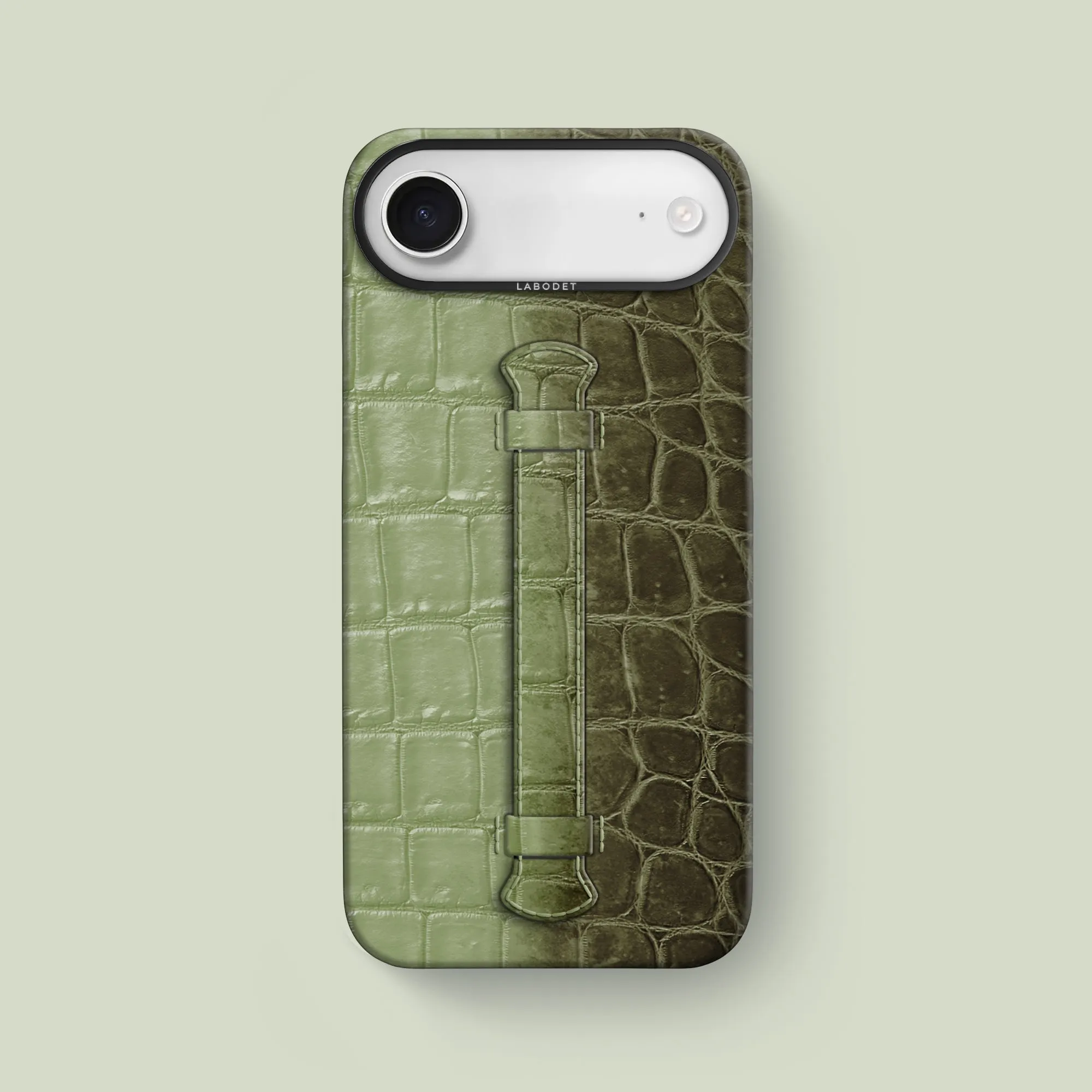 Center Handle Celadon Green For iPhone 17 Air In Himalayan Crocodile Unique Pattern Sleek Form
