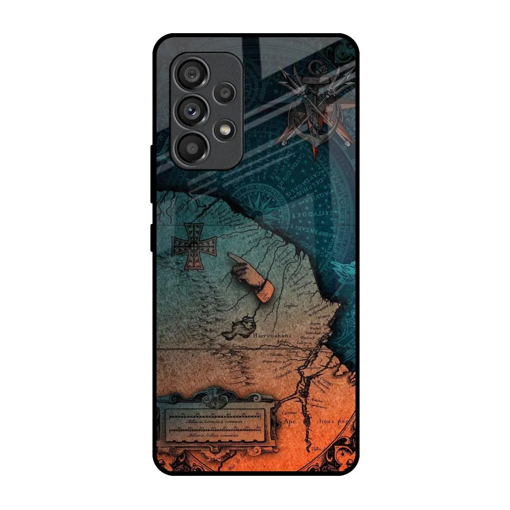 Geographical Map Glass Case for Samsung Galaxy A53 5G Elegant Style Lightweight accessory