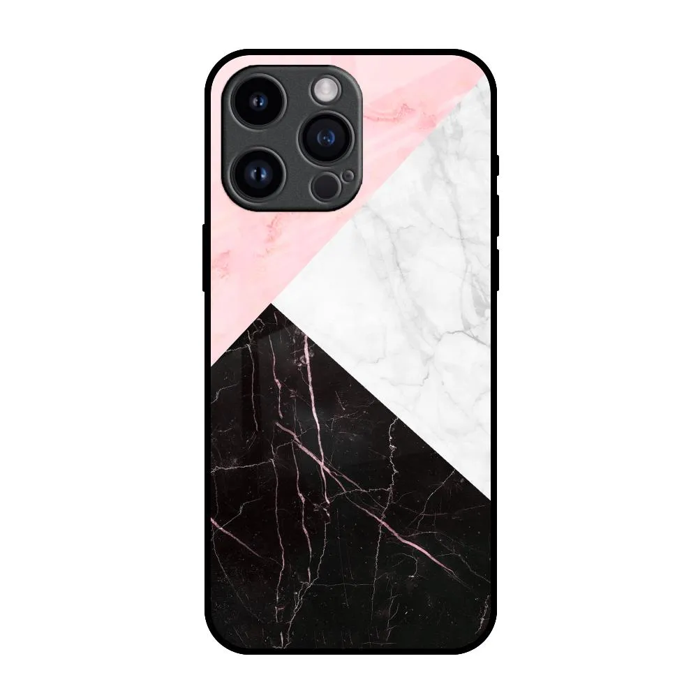 Marble Collage Art Glass Case For iPhone 14 Pro Max Frosted Finish simple design