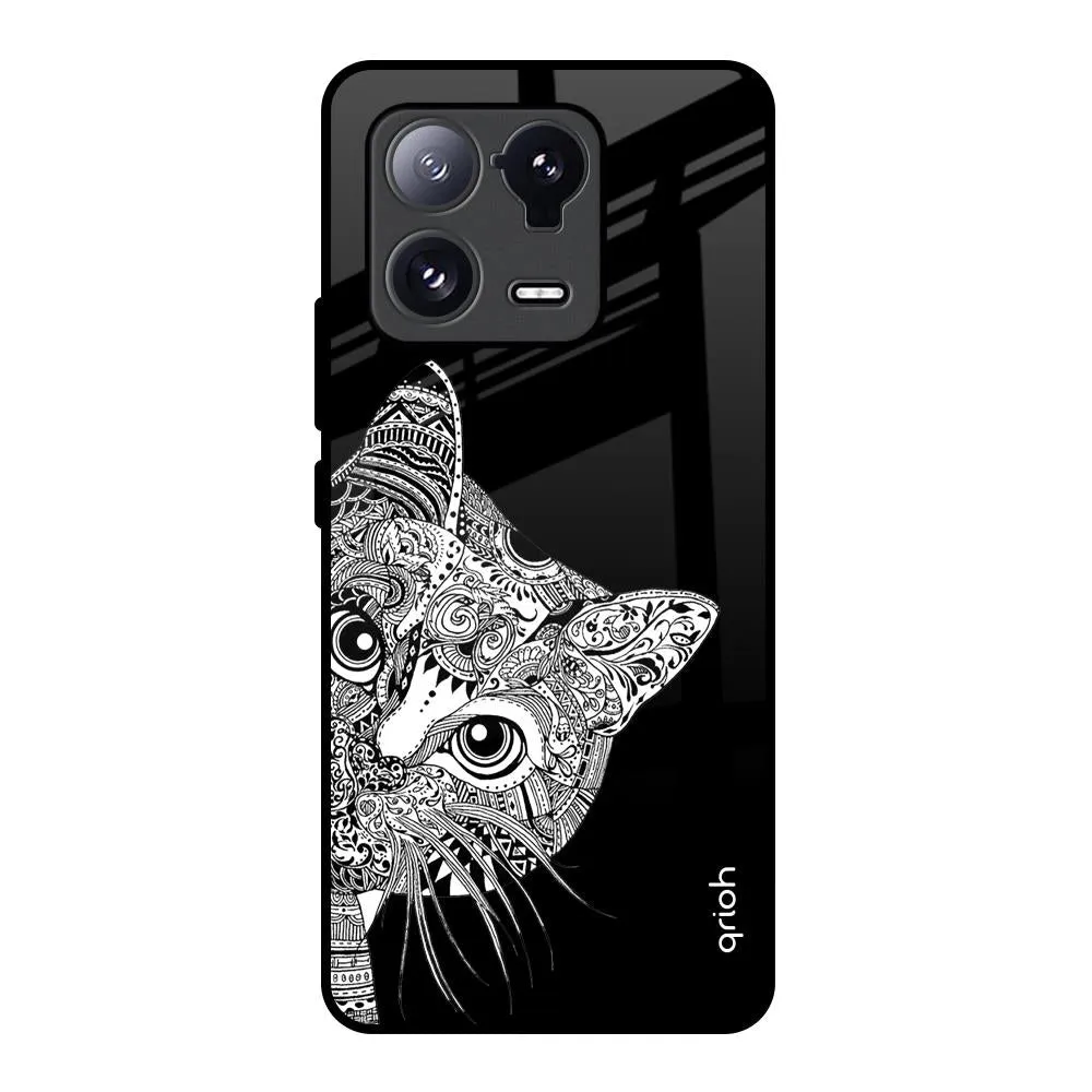 Hybrid Pattern Texture Kitten Mandala Glass Case for Mi 13 Pro