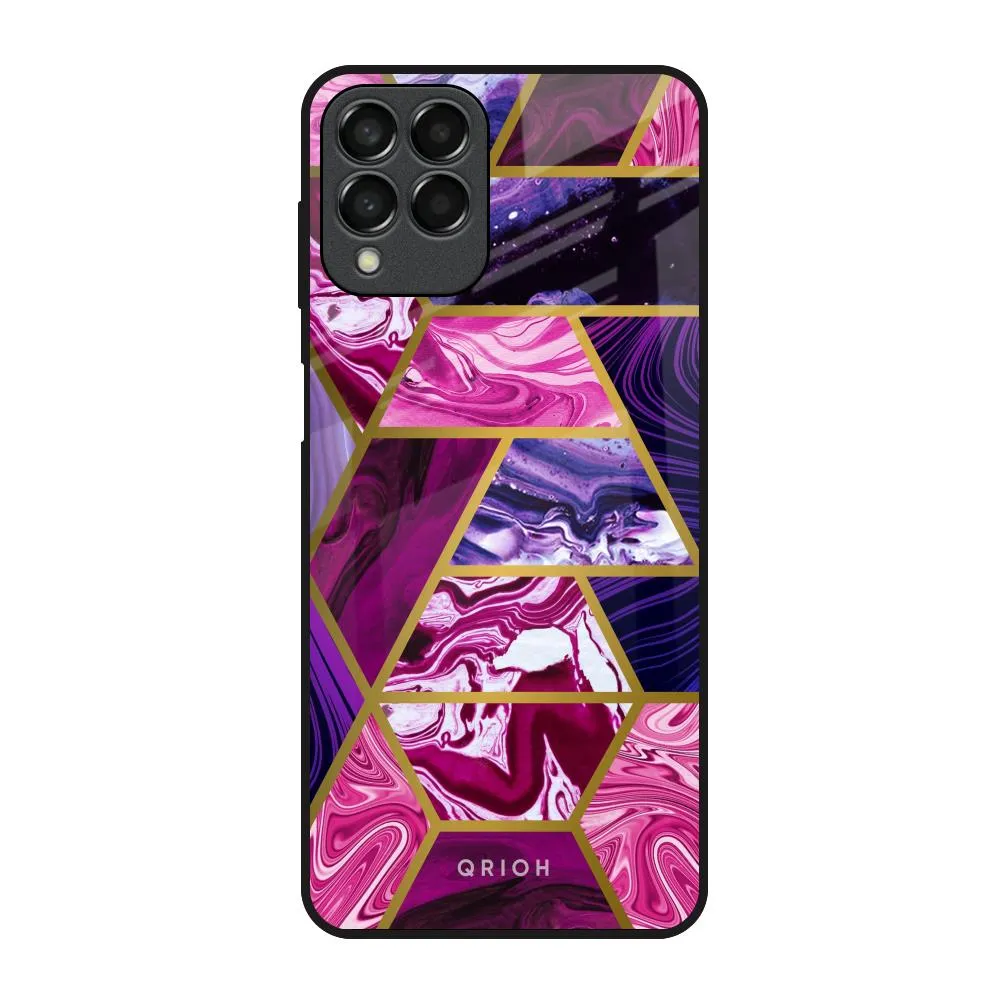 Carbon Fiber Minimal Texture Layer Electroplated Geometric Marble Glass Case for Samsung Galaxy M53 5G