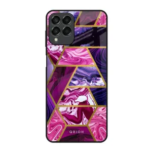 Carbon Fiber Minimal Texture Layer Electroplated Geometric Marble Glass Case for Samsung Galaxy M53 5G