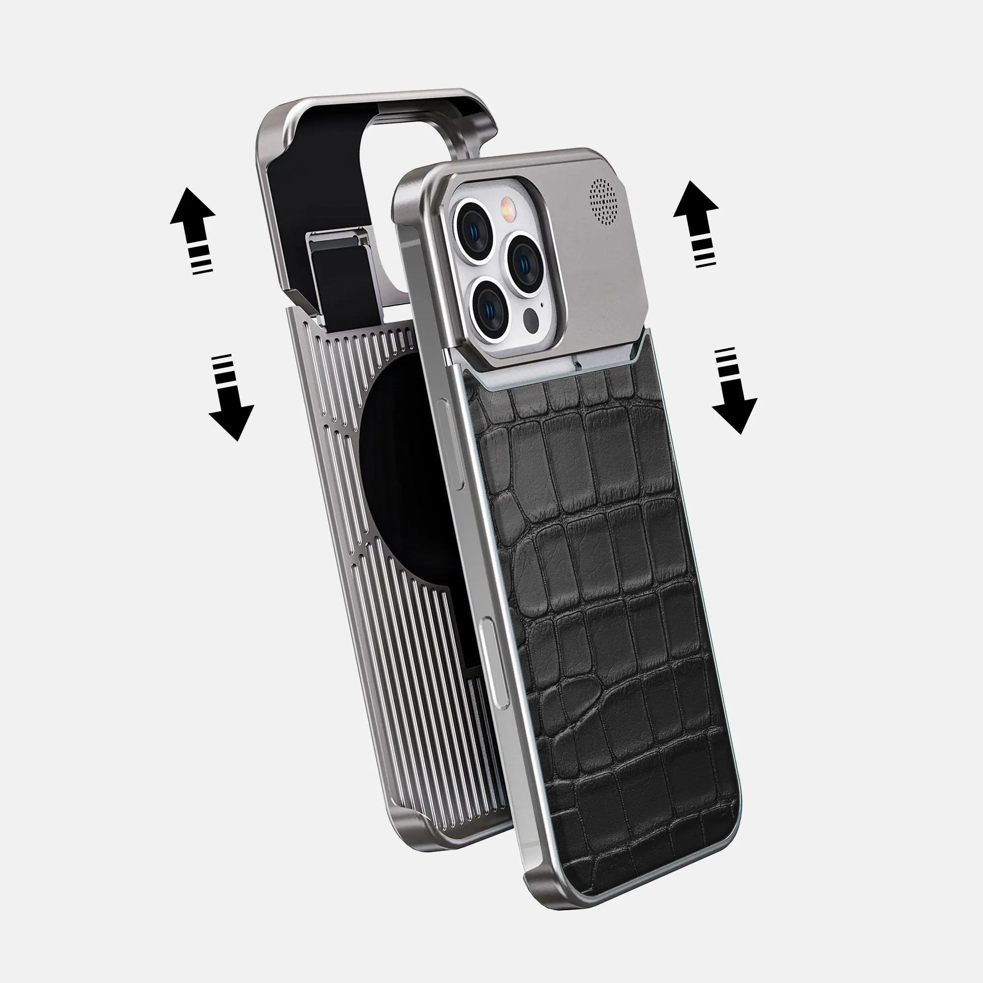 Shock Absorbing Metal Case For iPhone 16 Pro Max In Alligator