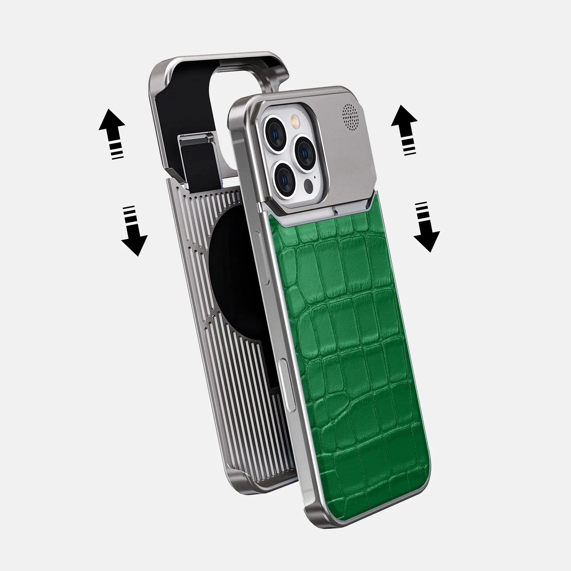 Clear Texture Luxury Texture Metal Case For iPhone 16 Pro Max In Alligator