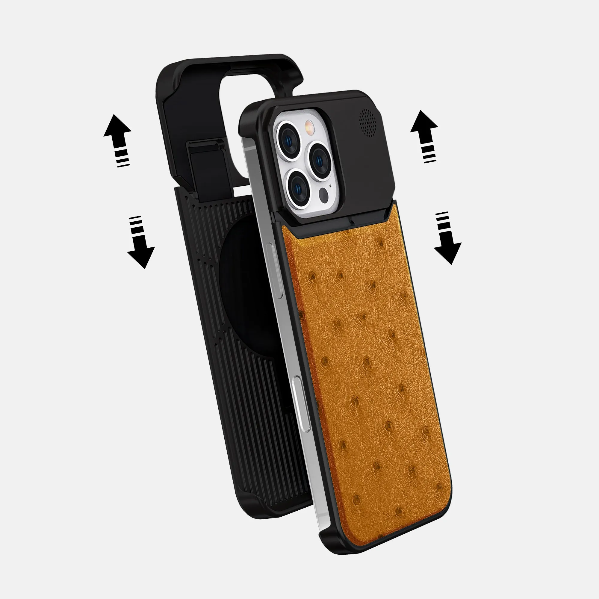 Metal Case For iPhone 16 Pro Max In Ostrich Modern Edge Layer Youth Style