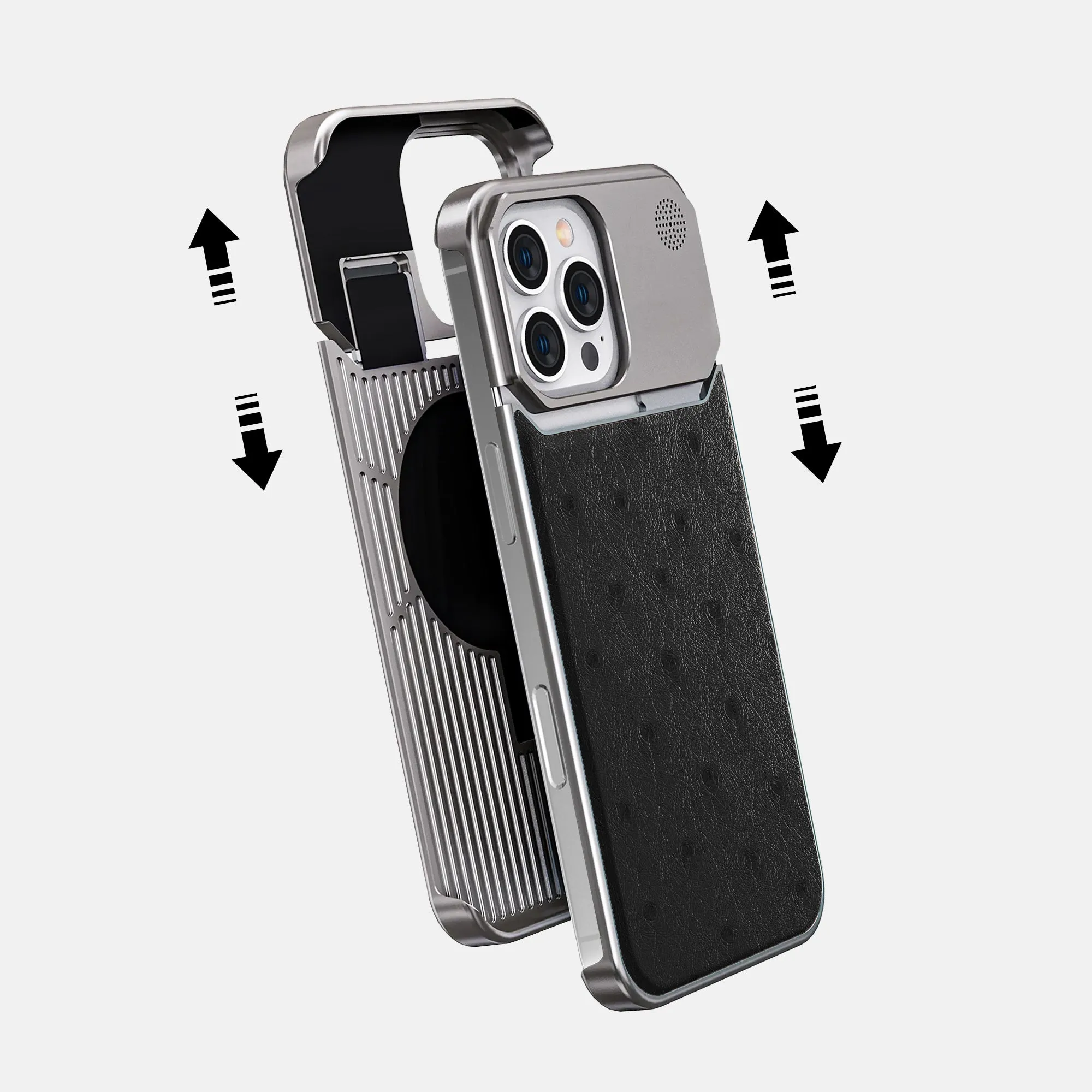 Flexible Pattern Metal Case For iPhone 16 Pro Max In Ostrich