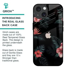 Tropical Art Flower Glass Case for iPhone 15 Flexible Build Form Protective Edge