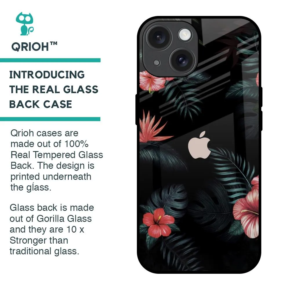 Tropical Art Flower Glass Case for iPhone 15 Flexible Build Form Protective Edge